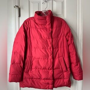 J. Jill Chloe Vibrant Red Quilted Down Funnel Neck Puffer Jacket XS